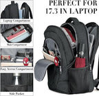 BIKROD Travel Laptop Backpack, 17 Inch Extra Large School Backpacks for Teen Boys and Girls, Black Water Resistant Women Back Pack, Business Men Sturdy Computer Bag
