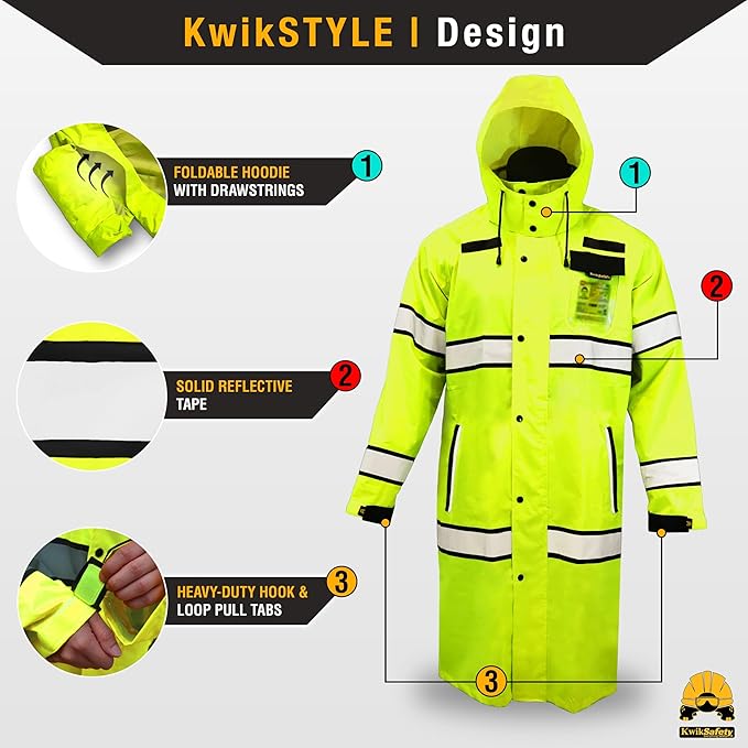 KwikSafety - Charlotte, NC - TORRENT Rain Jacket & Trench Coat ANSI OSHA Class 3 High Visibility Jacket Hi Vis Rain Gear