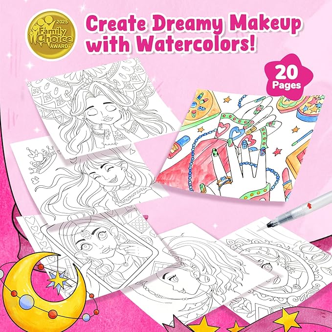 JoyCat Paint with Water Coloring Books for Toddlers, Watercolor Painting Sets for Kids Ages 3-5 4-8, Arts and Crafts Drawing Activities Toy Birthday Gifts for Boys Girls (Makeup & Manicures)