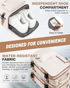 WONHOX Travel Backpack Women, Carry On Backpack for Men, Hiking Laptop Backpack Waterproof Outdoor Sports Rucksack Casual Daypack, Beige Brown