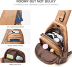 LATMAP Sling Bag For Women Faux Leather Small Casual Daypack Backpack Fanny Pack Crossbody Chest Bags Purse