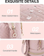BAGSMART Travel Makeup Bag, Cosmetic Bag Make Up Organizer Case, Dorm Room Essentials Large Wide-open Pouch Women Travel Essentials Double Layers Purse for Toiletries Accessories Brushes Pink