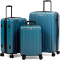NONSTOP NEW YORK Luggage Expandable Spinner Wheels hard side shell Travel Suitcase Lightweight, TSA Lock, Double USB Port (Teal, 3-Piece Set (20/24/28))