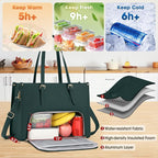 Laptop Bag for Women with Insulated Lunch Compartment 15.6 Inch Pu Leather Work Tote Computer Briefcase Bag for Office