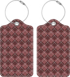 Luggage Tags for Suitcases, 2 Pack Cute PU Leather Luggage Tag TSA Approved with Stainless Steel Loop and Address Card Baggage Tag for Travel&Cruise Ships&Shipping Check Pattern, by Chelmon