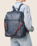 FADEON Leather Laptop Backpack for Women Designer 15.6 inch PU Laptop Bag, Ladies Travel Computer Work Backpack Blue