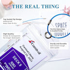 Carnival, Princess, NCL & MSC Cruise Ship Essentials - Clear Luggage Tag Holders & Must Haves for Cruise Lovers, Waterproof & Reusable
