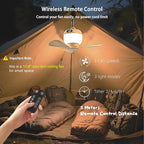 Camping Fan with Light & Remote, Portable Ceiling Fan for Tents, Canopy, Beach, RV, Car, Camper & Outdoor, Wireless Rechargeable Hanging Pop up Tent Fan - 3 Speed Breeze & Timer, 10.63 Inch