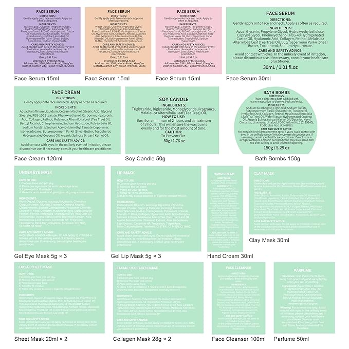 Mothers Day Gifts for Mom, 33 Pcs Tea Tree Skin Care Gift Set, Spa Gift Basket Set for Women, Necklace, Bath and Body Gift Set, Face Sheet Mask, Self Care Kit, Birthday Present, Christmas, Anniversary