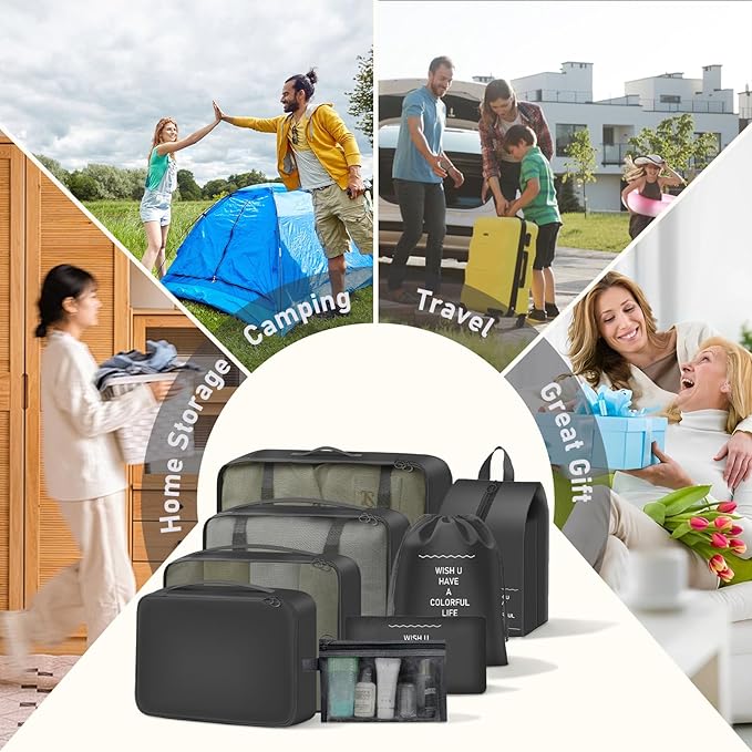 8 Set Packing Cubes for Travel Suitcase Organizer Bags Luggage Packing Cubes Set Travel Essentials Accessories Gifts for Women