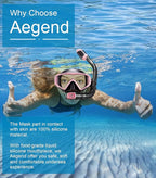 Aegend Snorkeling Gear for Adults Youth Kids, Snorkel Mask with Top Dry Valve - Panoramic View Anti-Leak and Anti-Fog with Mesh Bag for Snorkeling, Scuba Diving, Freediving & Swimming