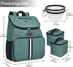 BAGLHER丨Dog Travel Bag, Airline Approved Pet Supplies Backpack, Dog Travel Backpack Accessories Set with 2 Silicone Collapsible Bowls and 2 Food Baskets. Green