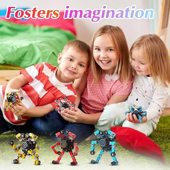 Gokeey Transformable Fidget Spinners 3 Pcs for Kids and Adults Stress Relief Sensory Toys for Boys and Girls Fingertip Gyros for Party Favors Goodie Bag Stuffers for Kids