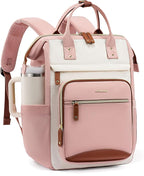 LOVEVOOK Laptop Backpack for Women Work Bag with Large Capacity Cup Side Pocket, 15.6 Inch Waterproof Computer Backpacks (Pink, 15.6INCH)