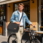 ESTARER Men's Messenger Bag 17.3 Inch Upgraded, Water-resistant Canvas Laptop Bag, Computer Shoulder Bag for College Travel Work, Dark Grey