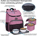 BAGLHER丨Dog Travel Bag, Airline Approved Pet Supplies Backpack, Dog Travel Backpack with 2 Silicone Collapsible Bowls and 2 Food Baskets