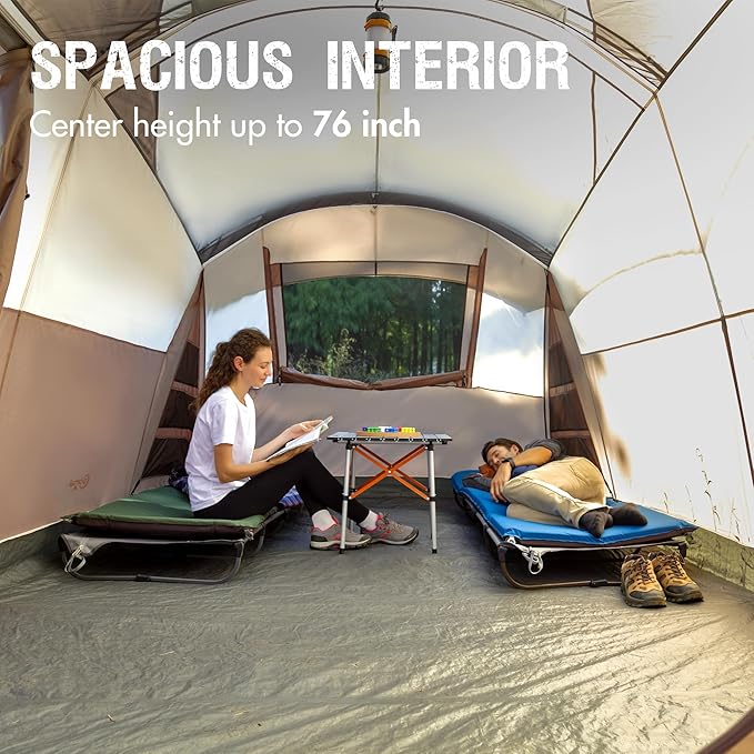 PORTAL 6/8/10 Person Family Camping Tent with Screen Room, Water Resistant Big Tunnel Tents with Rainfly, Large Family Tent for Camping, Outdoor, Patio