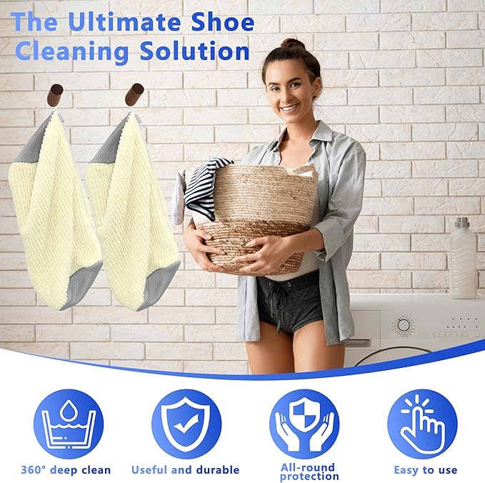 2Pcs Reusable Shoe Washing Machine Bag for Washer and Dryer:Free Up Hands, Prevent Deformation,shoe bag with Zipper Protection Design, Use for all Shoes,Sports Shoes