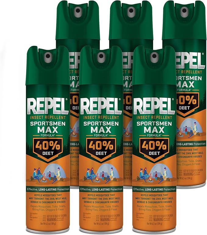 Repel Insect Repellent Sportsmen Max Formula 40% DEET 6.5 Ounces, Aerosol, 6 Pack