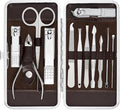 Professional Manicure and Pedicure Kit, 12-Piece Premium Grooming Set with Nail Clippers, Facial Care Tools, and Luxurious Travel Case for Men and Women