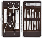 Professional Manicure and Pedicure Kit, 12-Piece Premium Grooming Set with Nail Clippers, Facial Care Tools, and Luxurious Travel Case for Men and Women