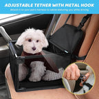 GENORTH Small Dog Car Seats for Small Dogs,Portable Puppy/Pet Car Booster Seat with Clip-On Leash and Mesh Window for Small Pet Up to 11 lbs