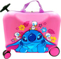Fast Forward Stitch 2-in-1 Kids 18" Suitcase & Ride-On Luggage - Lightweight Tow-Along Toddler Luggage with Wheels