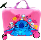 Fast Forward Stitch 2-in-1 Kids 18" Suitcase & Ride-On Luggage - Lightweight Tow-Along Toddler Luggage with Wheels
