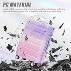 Merax Suitcase Set, Hardshell PC Luggage Sets 3 Piece with Spinner Wheels,Durable Suitcase with With Printed pattern and Combination Lock,Lightweight 20" 24" 28",Purple Pink