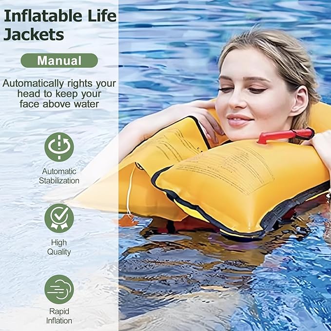 Manual Inflatable Life Jacket| Inflatable PFD Vest Adult| Life Vest for Adults| Outdoor Water Sports| Supports up to 330 lbs|33g of Carbon Dioxide Cylinder