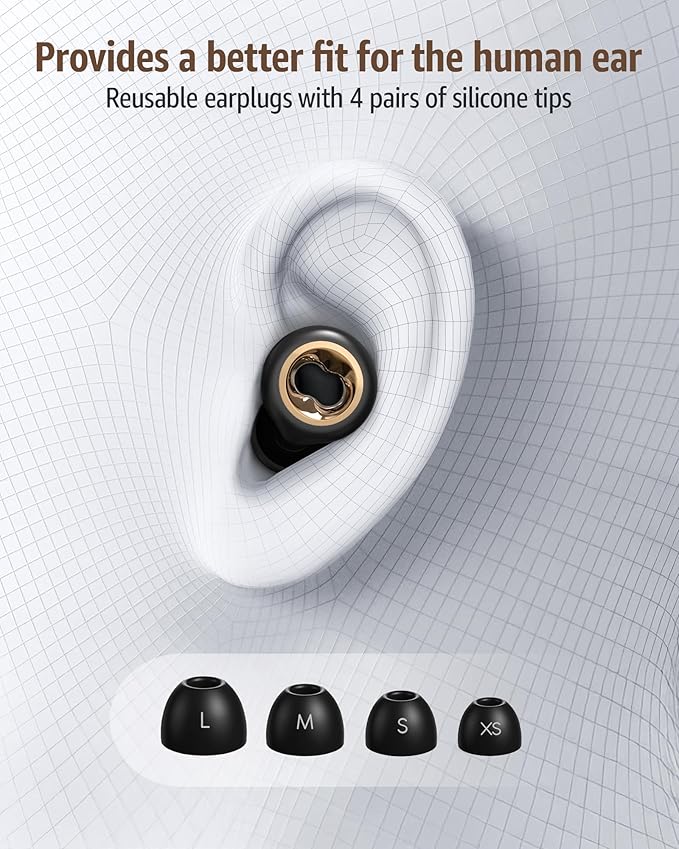 Sleeping Ear Plugs: 45DB Noise Cancelling Ultra-Comfy Reusable Ear Plug- Silicone Hearing Protection for Concerts & Travel & Snoring-Silicone Hearing Protection Earbuds with 8 Eartips
