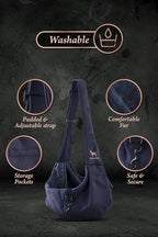 Noah & Paw Dog Sling Carrier for Small Dogs 3-10lb, Dog Sling for Small Dogs and Cats, Dog Carrier with Adjustable Padded Strap, Premium Twill, Lined with Fur, Double Safety Feature, Machine Washable