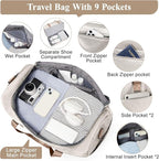 Travel Duffel Bag for Women, Carry-on Overnight Weekender Bags with Wet Pocket & Toiletry Bag, For Spirit Airlines 18x14x8 Personal Item Bag,Small,3 Pcs Set