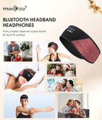 MUSICOZY Sleep Headphones Bluetooth 5.4 Headband, Wireless Earphones Music Sleep Earbuds Sleeping Eye Mask with HD Stereo Speakers for Workout Running Travel Yoga, Ideal Gifts (Red & Black)