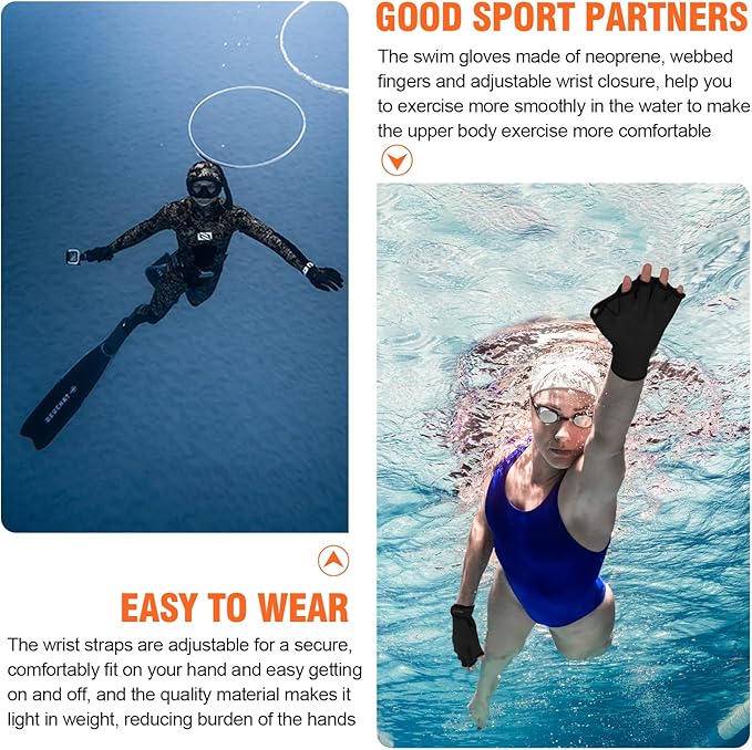 TAGVO Aquatic Gloves for Helping Upper Body Resistance, Webbed Swim Gloves Well Stitching, No Fading, Sizes for Men Women Adult Children Aquatic Fitness Water Resistance Training