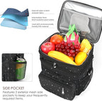 MIYCOO Lunch Bag & Lunch Box for Women Men, Double Deck Leakproof Insulated Soft Large Adult Camping Cooler bag for Work, Beach, Picnic, Travel (Black Starry Sky, 15L)