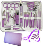 Manicure Set 30 in 1 Nail Clippers Set,Nail Manicure Kit for Women,RedFlow Toenail Clippers,Pedicure Kit,Pedicure Tools,Suitable for Travel Manicure Tools (Purple)