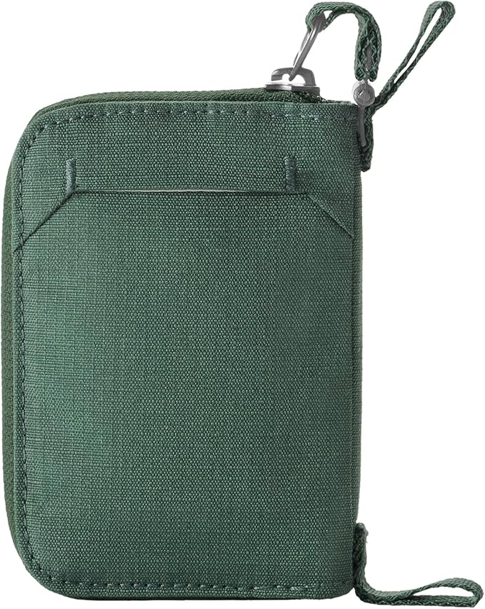 Eagle Creek Stash RFID Wallet – Slim Travel Wallet with RFID Blocking – Secure Passport, Cards & Cash – Lightweight, Water-Resistant Nylon – Zipper Closure – Unisex Design - Grass Green