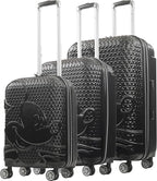 FUL Disney Mickey Mouse 3 Piece Rolling Luggage Set, Hardshell Suitcases with Spinner Wheels, 22/26/30 Inch, Black