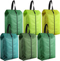 6 Pcs Travel Shoe Bags with Zipper Nylon Portable Waterproof Suitcase Shoe Organizer Packing for Golf(L,Green)