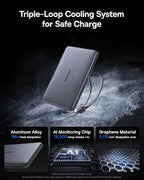 Baseus Picogo Qi2 15W Magsafe Portable Charger, 0.5" Ultra Slim 10000mAh Wireless Power Bank with 27W Built-in USB-C Cable, Magnetic Battery Pack for iPhone 17 Pro Max/17 Pro/Air/16/15/14/13/12