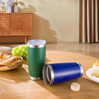20 oz Tumbler Stainless Steel Tumblers with Lid Double Wall Vacuum Insulated Coffee Mug 20oz Powder Coated Cup for Hot and Cold Drinks, Dark Green, 1 pack