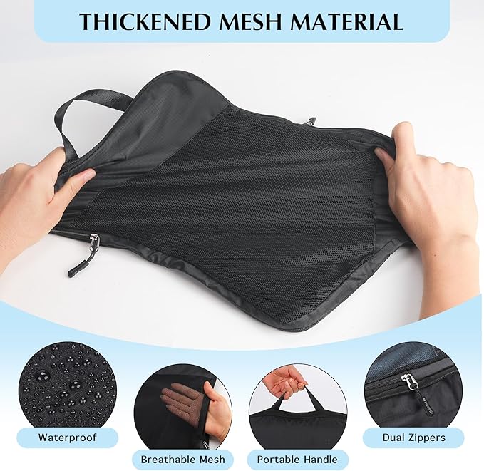 PFEYRPK Lightweight Compression Packing Cubes for Suitcases, Compressible Expandable Travel Packing Organizer with Clear Toiletries and Backpack Bag, Travel Essentials for Carry on Luggage 7 Set