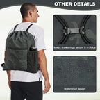 HOLYLUCK Men & Women Outdoor Sport Gym Sack Waterproof Drawstring Backpack Bag (Standard with drawstring, Black Camo)