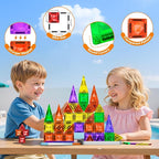 Mini Magnetic Tiles, 45PCS Diamond Pattern Magnetic Tiles Travel Set with Case, Portable Building Toys Creativity Boosting Sensory Toys for Kids Ages 4-8 Toddler Boys Girls Halloween Birthday Gift