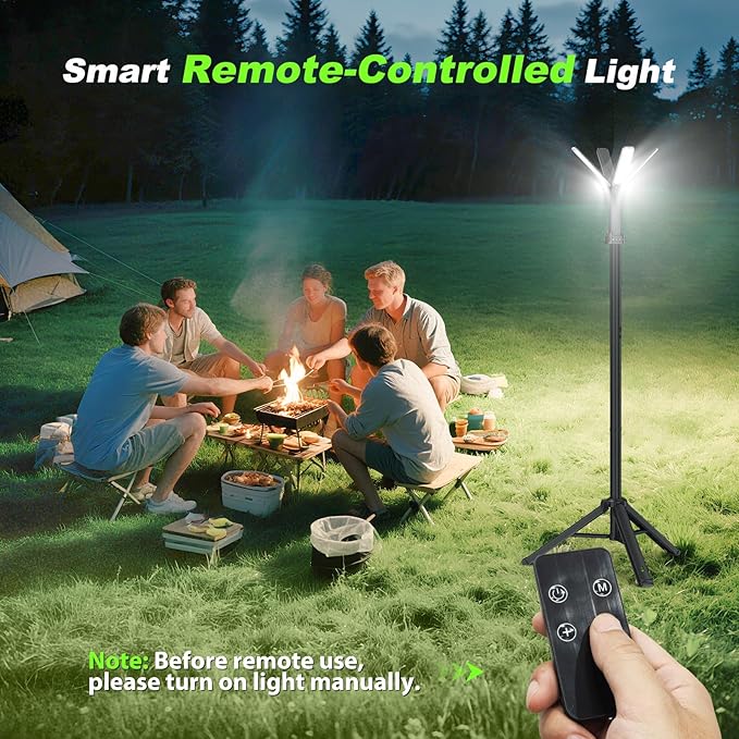 Clemas Camping Lights with Remote & Stand 6 Ft,14000 mAh Rechargeable Camping Lantern Tent Light, 6000 Lumen Magnetic Work Light,Portable Outdoor Light for Hiking,Camping,Emergency,Power Outages