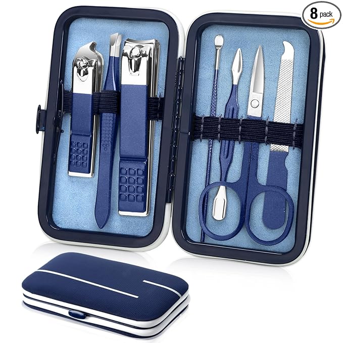 Aceoce Travel Manicure Set Mens Grooming Kit Stainless Steel Nail Clippers Nail Care Tool with Luxurious Travel Case Manicure Pedicure Set Professional Personal Care Gift for Men Family Friends