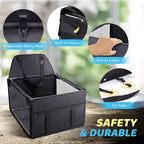 GENORTH Dog Car Seats for Small and Medium Dogs,Portable Puppy/Pet Car Booster Seat with Clip-On Leash and Mesh Window for Pet Up to 20 lbs