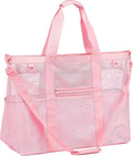 Fammart Mesh Beach Bag, Large Beach Tote with Zipper Pocket, Toys Pool Bag for Family Travel Vacation Cruise Essentials