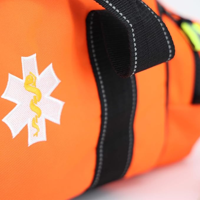 Lightning X Products Lightning X Pre-Stocked EMS/EMT Trauma Kit w/Large First Responder Bag & 256 Aid Medical Supplies - Orange